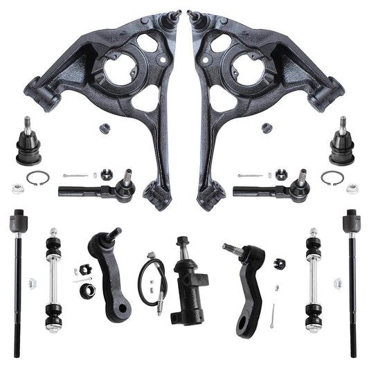 Detroit Axle - 13pc Front End Control Arms Kit for Chevy GMC 03-05 Express Savana 2500 [7300 lb. GVW], Lower Control Arms Tie Ro