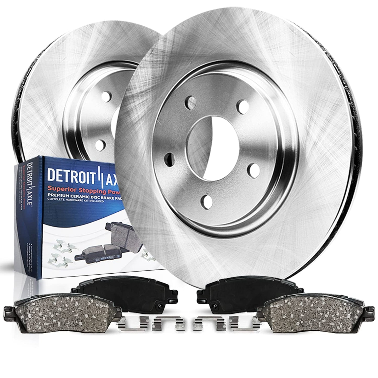 Detroit Axle - Front Brake Kit for 2003-2009 Mercedes-Benz E320, 2007-2009 E350, Disc Brake Rotors Ceramic Brakes Pads w/Hardwar